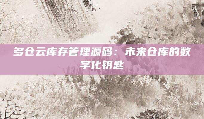 多仓云库存管理源码：未来仓库的数字化钥匙